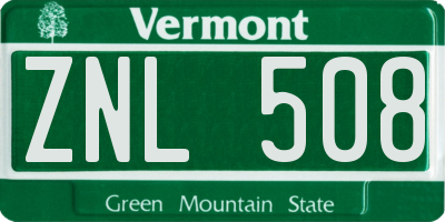 VT license plate ZNL508