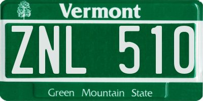 VT license plate ZNL510