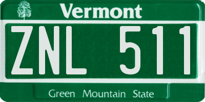 VT license plate ZNL511
