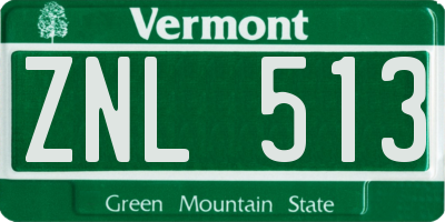 VT license plate ZNL513