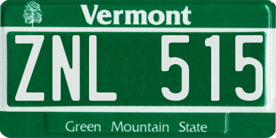 VT license plate ZNL515