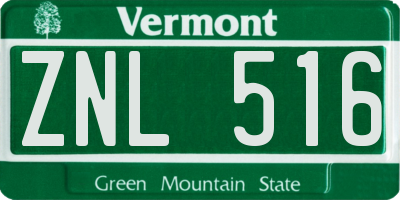 VT license plate ZNL516