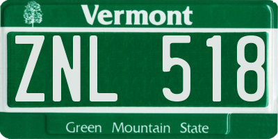 VT license plate ZNL518
