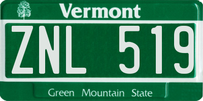 VT license plate ZNL519