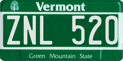 VT license plate ZNL520