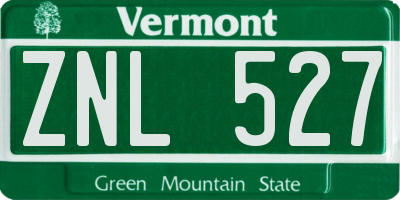 VT license plate ZNL527