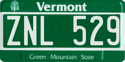 VT license plate ZNL529