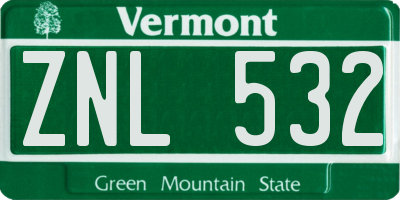 VT license plate ZNL532