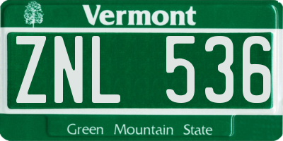 VT license plate ZNL536