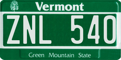 VT license plate ZNL540
