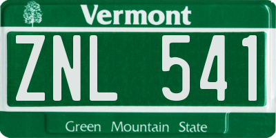 VT license plate ZNL541