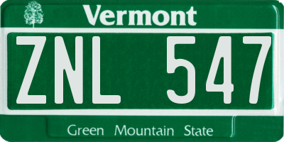 VT license plate ZNL547