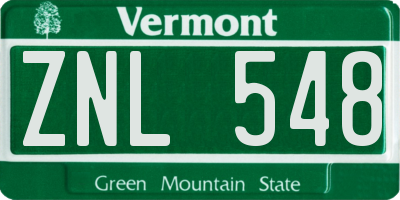 VT license plate ZNL548