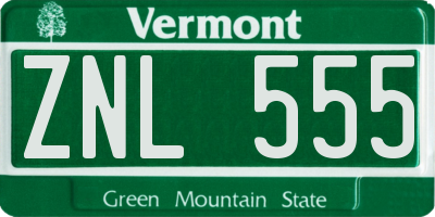 VT license plate ZNL555