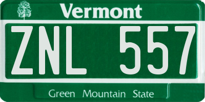 VT license plate ZNL557
