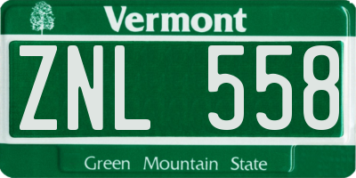 VT license plate ZNL558