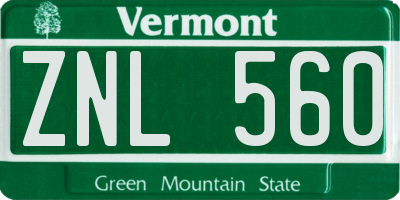 VT license plate ZNL560