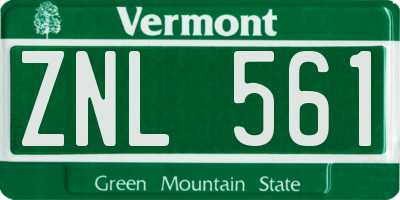 VT license plate ZNL561
