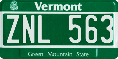 VT license plate ZNL563