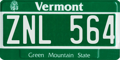 VT license plate ZNL564