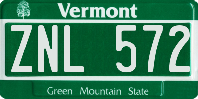 VT license plate ZNL572