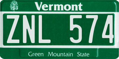 VT license plate ZNL574