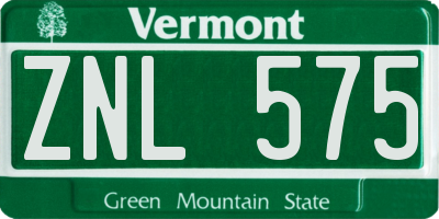 VT license plate ZNL575