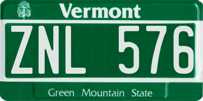 VT license plate ZNL576