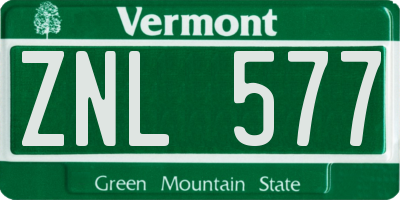 VT license plate ZNL577