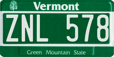 VT license plate ZNL578
