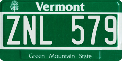 VT license plate ZNL579