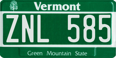 VT license plate ZNL585
