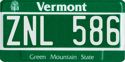 VT license plate ZNL586