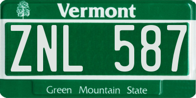 VT license plate ZNL587