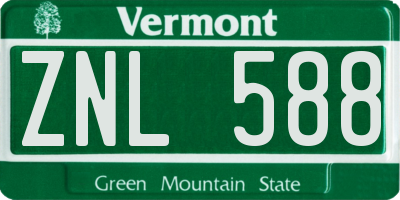VT license plate ZNL588