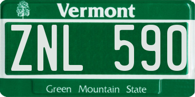 VT license plate ZNL590