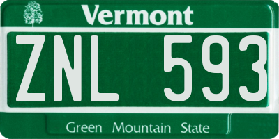 VT license plate ZNL593
