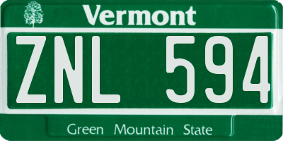 VT license plate ZNL594