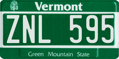 VT license plate ZNL595