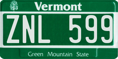 VT license plate ZNL599