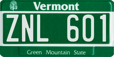 VT license plate ZNL601