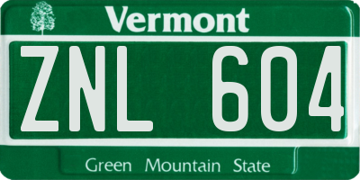 VT license plate ZNL604