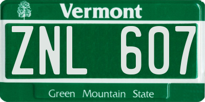 VT license plate ZNL607