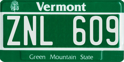 VT license plate ZNL609