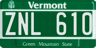 VT license plate ZNL610