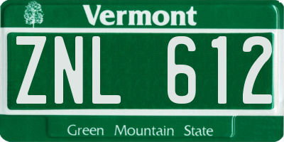 VT license plate ZNL612