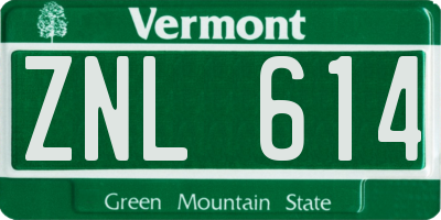 VT license plate ZNL614