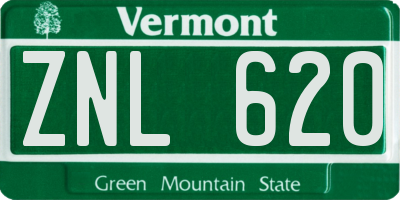 VT license plate ZNL620
