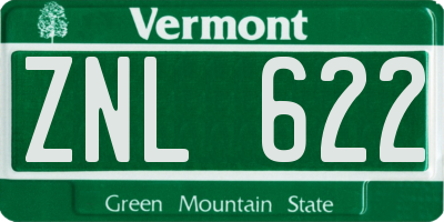 VT license plate ZNL622