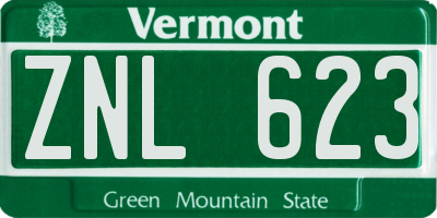VT license plate ZNL623